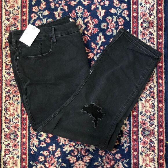 NWT Good American 'Good Curve' Ripped Crop Skinny Jeans in Black size 24 - Picture 7 of 7